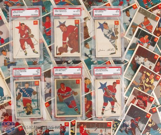 1954-55 Parkhurst Complete 100-Card Set with Graded Stars & Bower RC