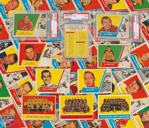 1963-64 Topps Complete 66-Card Set with Graded Hull, Mikita & Checklist