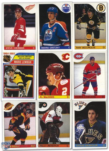 1985-86 O-Pee-Chee Complete Set with PSA 8 Lemieux RC