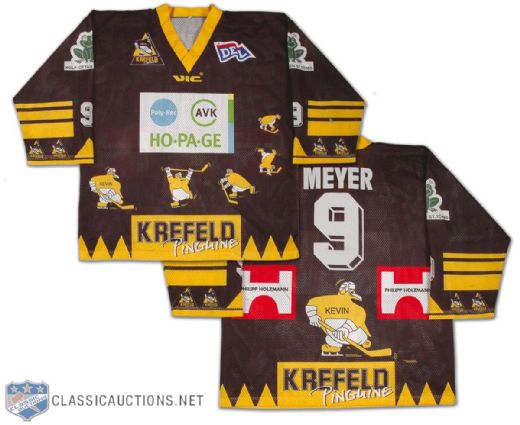 1996-97 Jason Meyer DEL Krefeld Penguins Game Worn Jersey