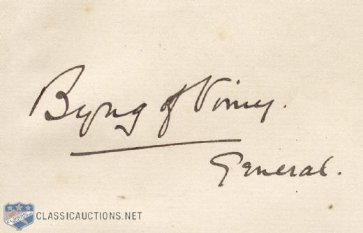 Byng of Vimy Signature & Lady Byng/Lord Byng Medal
