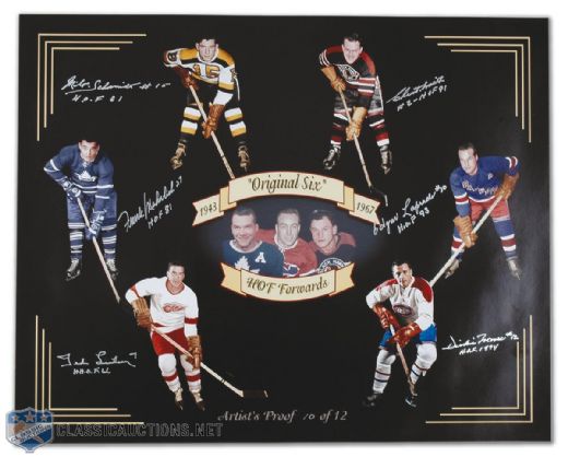 Rare Original Six Artist Proof Print Collection of 4 Autographed by 24 HOFers