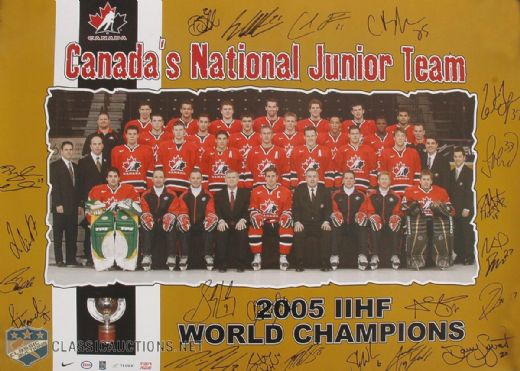 2005 Team Signed Canada National Junior Team Poster Including Crosby, Phaneuf & Getzlaff