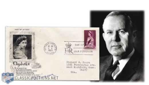 1964 First Day Cover Signed by Lester B. Pearson
