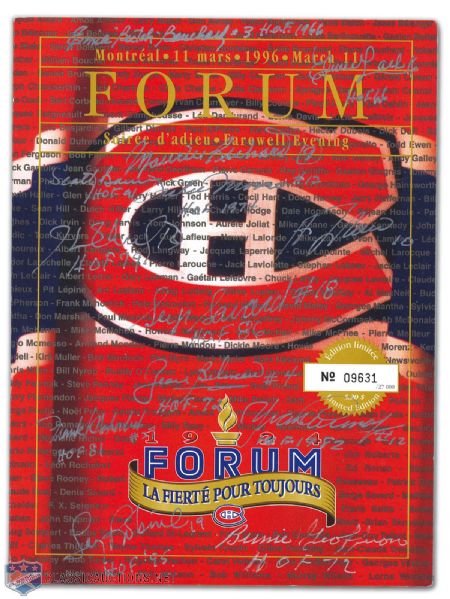 Montreal Forum Last Game Program Autographed by 13 Canadiens Hall-of-Famers