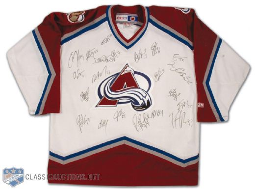 Colorado Avalanche Jersey Autographed by 21 Including Roy, Bourque & Sakic