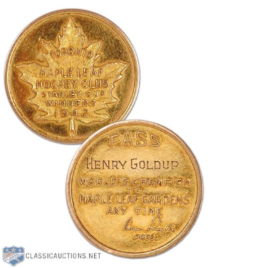 Hank Goldups Lifetime Gold Pass to Maple Leaf Gardens