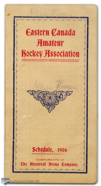 1906 Eastern Canada A.H.A. Pocket Schedule