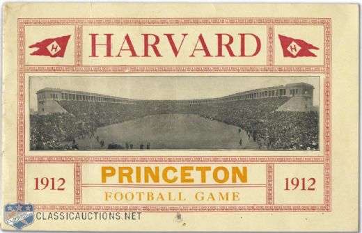 1912 Princeton at Harvard Football Program Featuring Hobey Baker
