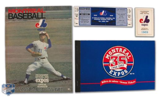 1969 Montreal Expos Yearbook, Schedule & First Game Ticket