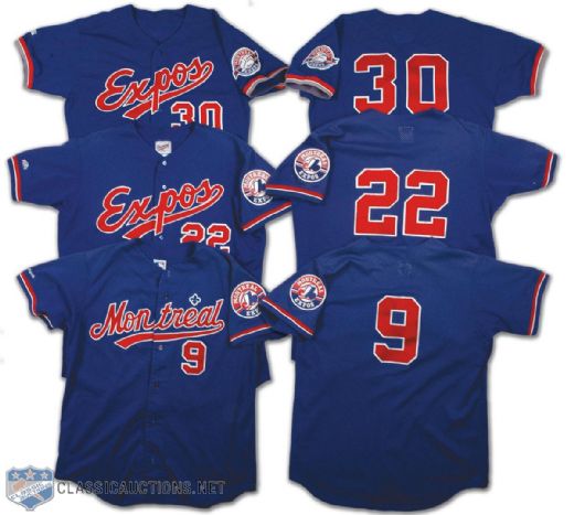 1993-94 Montreal Expos Warm Up Jersey Collection of 3
