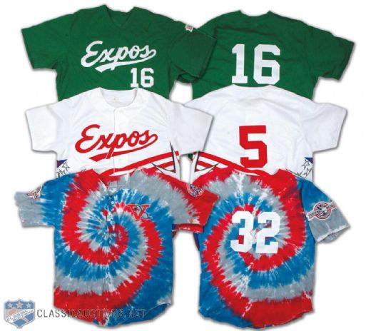 1990s Vermont Expos Game Worn Jersey Collection of 3