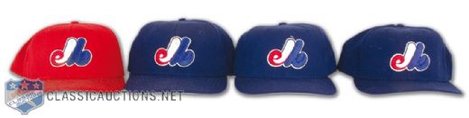 2002-04 Montreal Expos Game Worn Cap Collection of 4