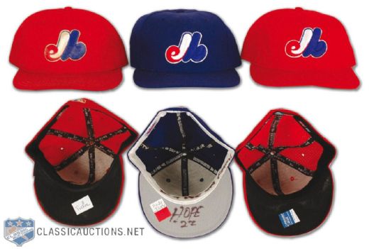 Montreal Expos Game Worn Cap Collection of 3