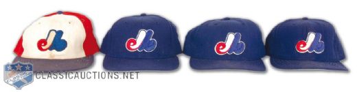 1978-2001 Montreal Expos Game Worn Cap Collection of 4