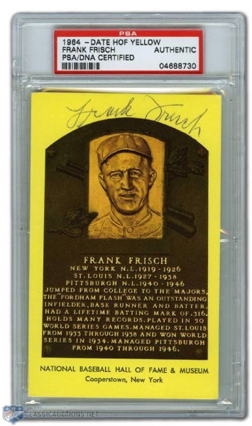 Frank Frisch Autographed Hall of Fame Postcard (PSA/DNA)