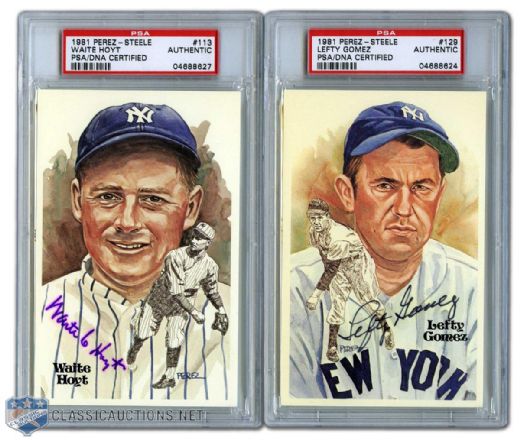New York Yankees Autographed Perez Steele Postcard Collection of 7 (PSA/DNA)