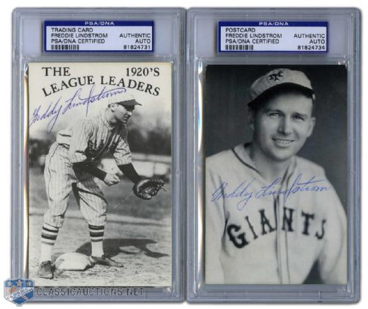 New York Giants Autographed B&W Baseball Postcard Collection of 5 (PSA/DNA)