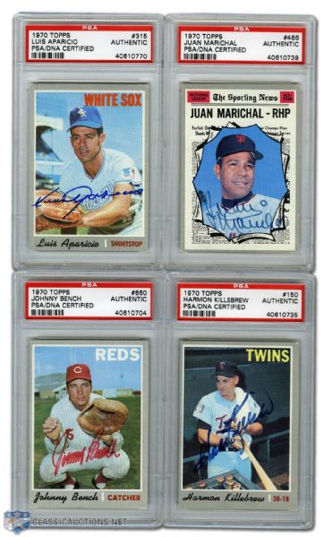 1970 Topps Card Collection of 8 Autographed by Hall of Famers (PSA/DNA)