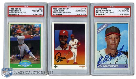 Hall of Fame Infielders Autographed Card Collection of 7 (PSA/DNA)