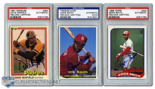 Hall of Fame Sluggers Autographed Card Collection of 10 (PSA/DNA)