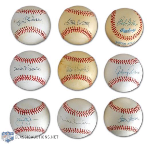 Great Pitchers Autographed Baseball Collection of 9