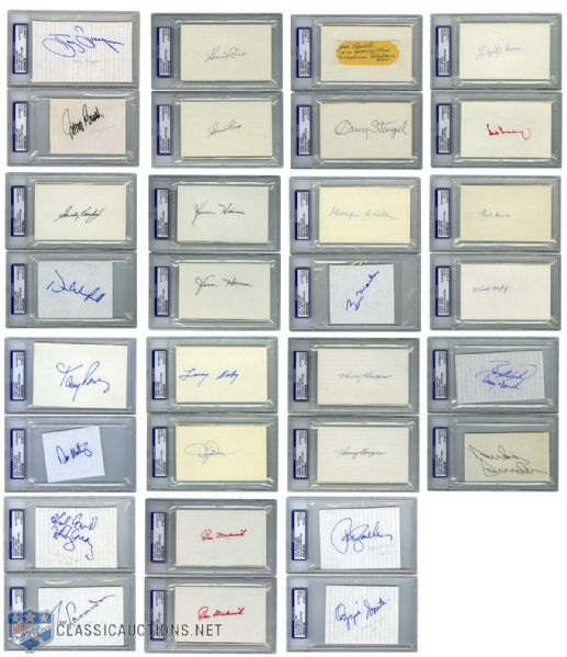 Huge Collection of Baseball Stars Autographed Index Cards & Cuts (30) (PSA/DNA)