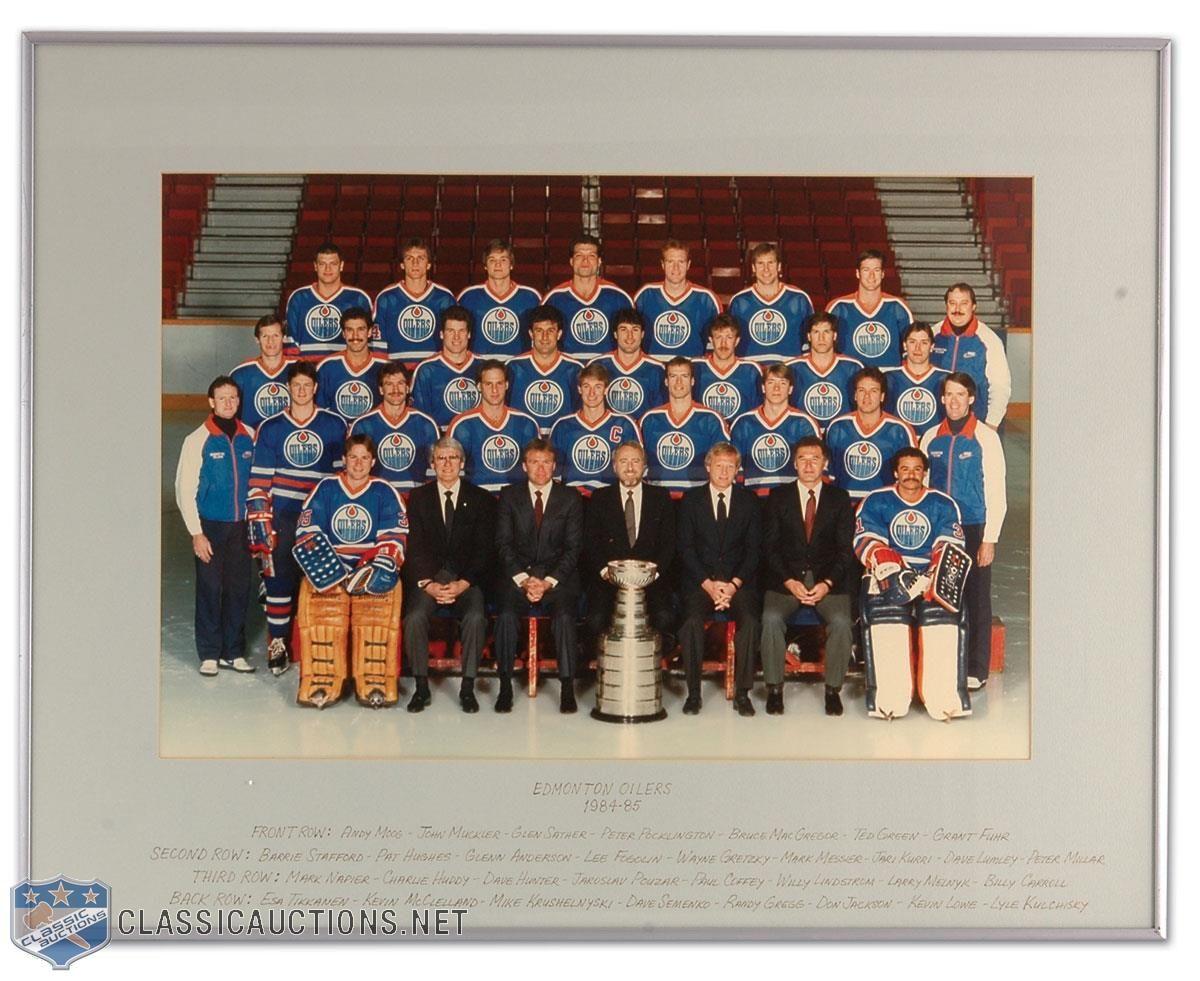 Lot Detail - 1984-85 Edmonton Oilers Framed Official Team Photo From ...