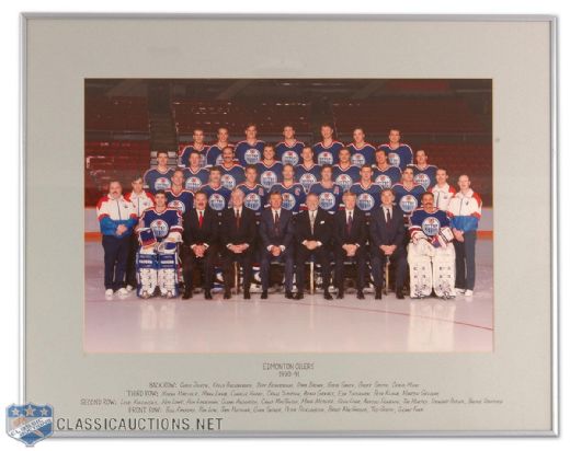 1990-91 Edmonton Oilers Framed Official Team Photo From Oilers Offices