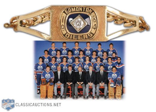 1984 Edmonton Oilers Stanley Cup Championship Mens Gold Bracelet