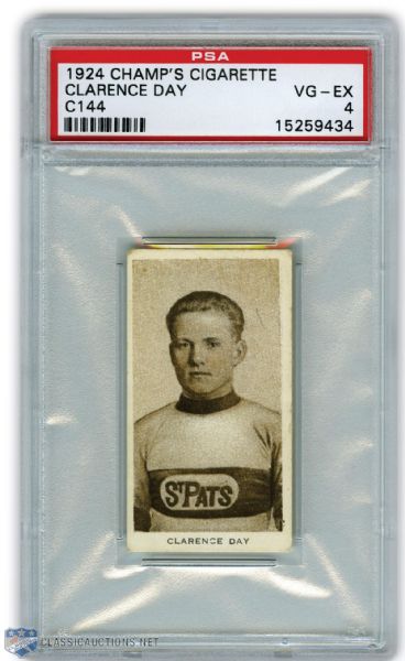 Clarence Hap Day 1924 C144 Champs Cigarettes Rookie Card Graded PSA 4