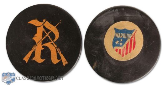 Very Scarce Chicago Warriors And Richmond Riffles Vintage Game Pucks
