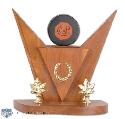 Jacques Laperriere’s First NHL Goal Trophy and Plaque Collection of 2