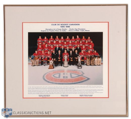 Jacques Laperriere’s 1985-85 Stanley Cup Champion Montreal Canadiens Team Photo