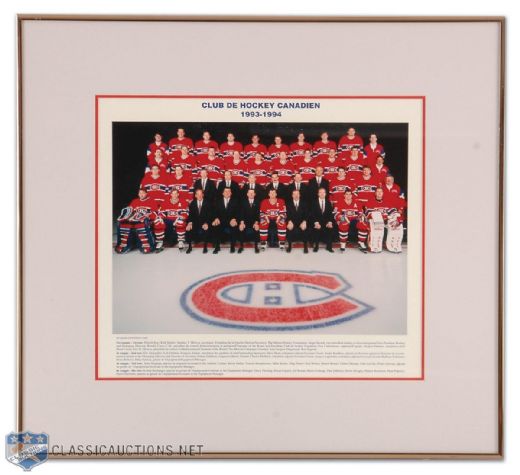 Jacques Laperriere’s 1993-94 Montreal Canadiens Team Photo