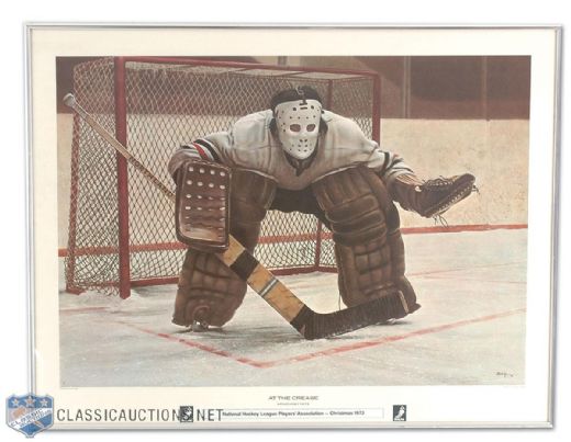 Framed Ken Danby “At The Crease” Lithograph Presented to Jacques Laperriere