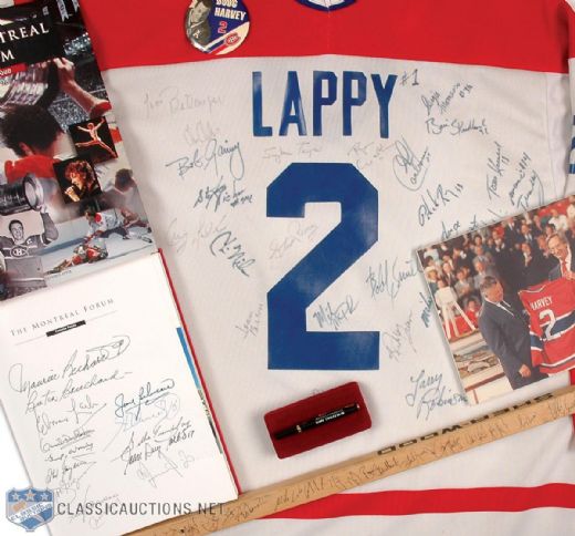 Jacques Laperriere’s Doug Harvey Jersey Retirement Ceremony and Mid-1980s Collection of 6