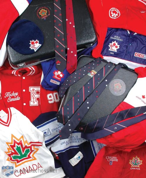 Dr. Ernie Lewis’ World Championships Coat and Tie Collection of 30+ and 2 Team Canada Suitcases