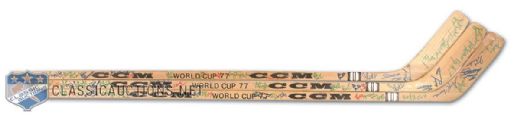 Team Canada 1977 World Championships Team Autographed Stick Collection of 3