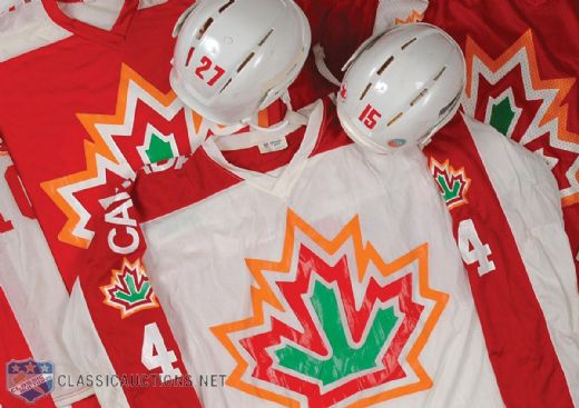 Dr. Ernie Lewis’ Late-1970s Team Canada World Championships Jersey and Helmet Collection of 5