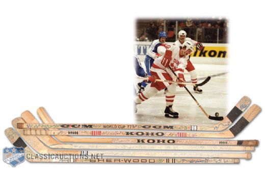 Team Canada World Championships Game Used Stick Collection of 6