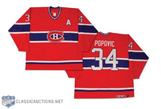 1990s Peter Popovic Montreal Canadiens Game Worn Jersey