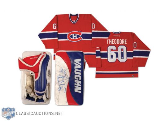 2000s Jose Theodore Montreal Canadiens Game Worn Jersey & Blocker