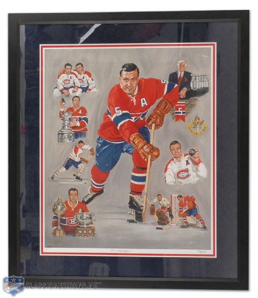 Bernie “Boom Boom” Geoffrion Montreal Canadiens Jersey Retirement Ceremony Lithograph