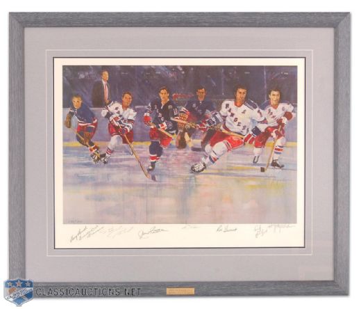 New York Rangers Hall-of-Famers Autographed Lithograph