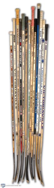 500-Goal 1000-Point Clubs Game Used Stick Collection of 13