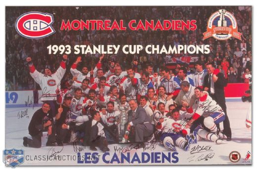1993 Montreal Canadiens Stanley Cup Champions Team Signed Display Collection of 2
