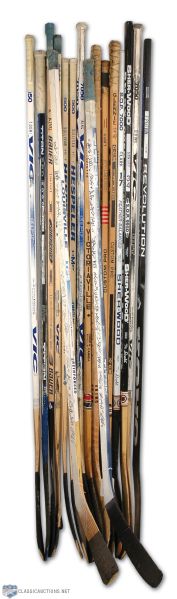 Toronto Maple Leafs Game Used/Team Issued Autographed Stick Collection of 17