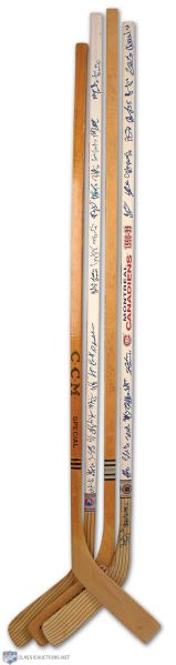 Montreal Canadiens Team Autographed Stick Collection of 4