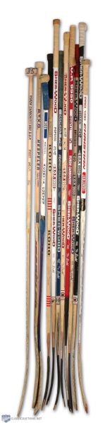 Montreal Canadiens Defencemen and Goalie Stick Collection of 11, Including Larry Robinson